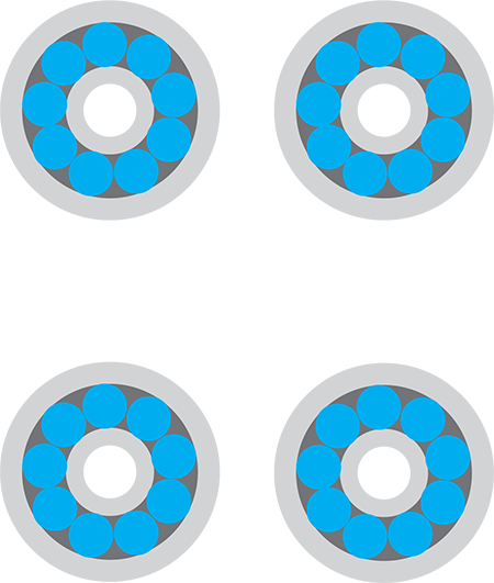 An illustration of skateboard bearings. 
